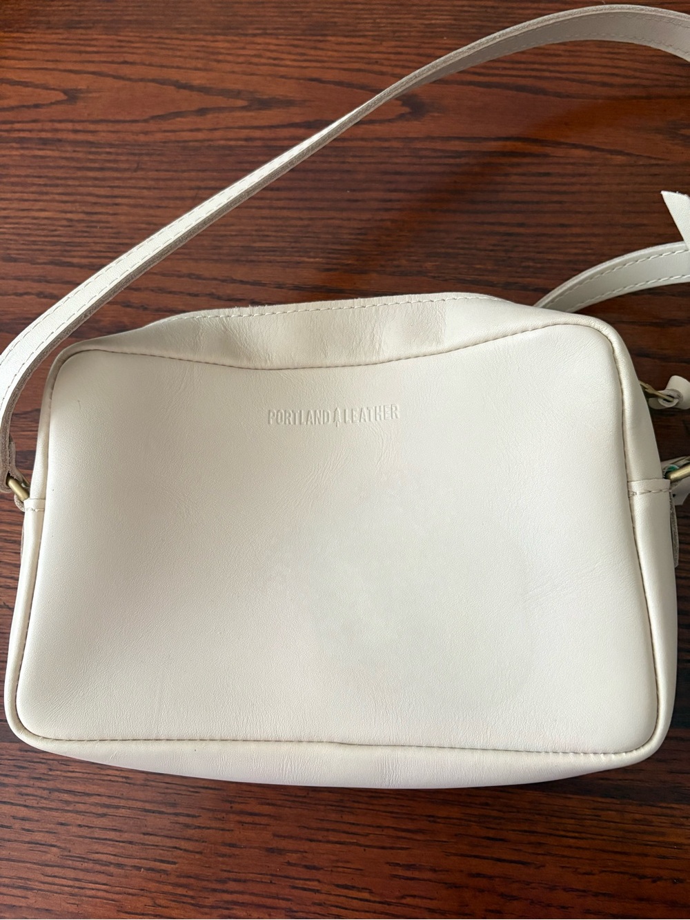 Portland Leather Large Camera Bag, Wildflower pattern, bone color. - Picture 4 of 11